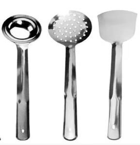 Ensemble de cuillères de cuisine en acier naturel, design antiadhésif, ustensiles de cuisine pour la cuisson, compatibles lave-vaisselle, à prix abordable - Product Image 1