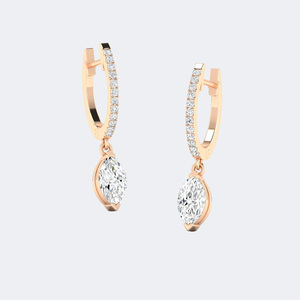 Boucles d'oreilles pendantes Huggie linéaires avec diamants marquise et ronds de 1,20 CTW - Product Image 6