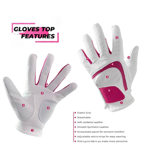 Guantes de Golf TERZO SPORTS para Hombre, de Cuero PU Rosa y Blanco, Transpirables, Antideslizantes, para Mano Derecha, con Cierre de Hebilla - Product Image 2
