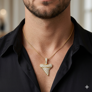 Unique stylish Custom iced Minimalist Shark Tooth 14K <b>Solid</b> Gold Lab Grown Diamond <b>Necklaces</b> Fine Pendants Charms for Gift Ideas - Product Image 2