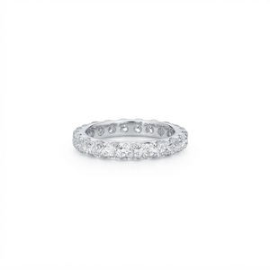 9K 10K 14K 18K Solid Gold DEF Color VS VVS Clarity Round Cut Lab Created Diamond Full Eternity Band <b>Ring</b> Prong Set Wedding Band - Product Image 1
