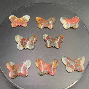 พลอยมอสอาเกตสีแดงธรรมชาติทรงผีเสื้อขนาด 30x40x4 มม. ขัดเงาสำหรับทำเครื่องประดับ - Product Image 1