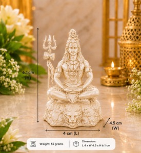 Idole de Mahadev plaquée argent 999 de Jaipur Metals |   Statue du Dieu Shiva 100% en laiton |   4 x 4,5 x 6,1 cm |   55 g |   Pooja et Cadeau - Product Image 2