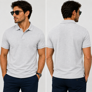 Polo de manga corta para hombre, color verde oscuro, tejido de algodón, informal, de color sólido, diseño transpirable, corte regular. - Product Image 4
