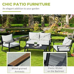 Set da 4 poltrone e tavolino da caffè in alluminio bianco crema per patio - Resistente alle intemperie e durevole - Product Image 6
