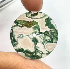 Esfera de reloj de ágata musgosa única, disco plano redondo de piedra preciosa natural para accesorios de relojería - Product Image 5