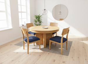 Juego de Mesa de Centro Redonda Moderna con 4 Sillas, Madera de Fresno Maciza y Chapa de MDF, Diseño Duradero y Ligero - Product Image 5