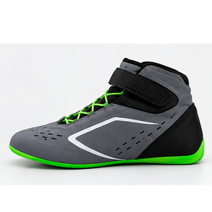 Botas de Motocicleta AULTRA ONE ENTERPRISES de Cuero Genuino Gris y Negro, con Cierre de Velcro en el Tobillo, Forro Transpirable Ligero de Nomex - Product Image 3