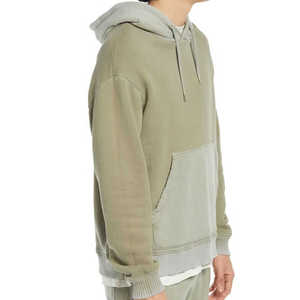 Regular Fit Basic Fleece <b>Pullover</b> Color Matching Drawstring Casual <b>Pullover</b> <b>Men</b> Hoodies with Front Pocket OEM Service Custom - Product Image 1