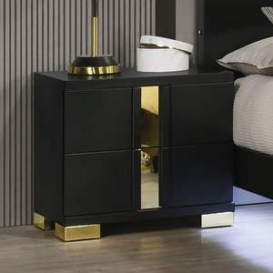 Modern Queen Size <b>Bed</b> 3PC Bedroom Set with LED Nightstands & Mattress Black Acrylic Trim <b>Ready</b>-to-Use Furniture - Product Image 4