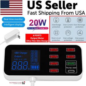 Caricabatterie da parete Multi USB Desktop veloce 8 porte con ricarica rapida 3.0 Hub di ricarica multifunzione - Product Image 1