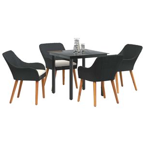 Juego de comedor de jardín de ratán sintético negro de 5 piezas con cojines, modelo D0100X38QR6 - Product Image 3