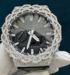 นาฬิกา Thorn Crown Iced Out Moissanite สไตล์ฮิปฮอป ประดับเพชรหรูหรา หน้าปัดสีดำ - Product Image 4