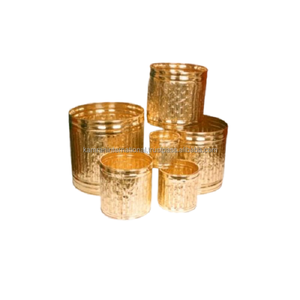 Lot de 3 jardinières de fleurs en métal poli miroir design unique pour accessoires de pots floraux décoratifs de jardin de restaurant - Product Image 2