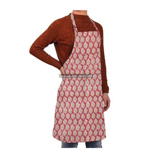 Delantal de algodón hecho a mano con estampado artesanal, cintura ajustable para uso doméstico, en cocinas y comercial (cafeterías, barberías) - Sarga tejida - Product Image 2