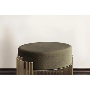 Modern Upholstered Fabric Seat <b>Stool</b> with Iron Frame Comfortable Accent <b>Ottoman</b> <b>Stool</b> for Living Room Bedroom Cafe and Hotel - Product Image 2
