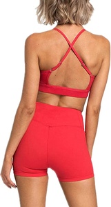 Ensembles de sport pour femmes, 2 pièces, tenues de yoga, leggings de yoga taille haute, shorts et soutien-gorge de sport, polyester/coton, été - Product Image 3