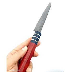 Damascus Steel Chef Knife With Red Wood Handle And <b>Black</b> Accents - Product Image 6