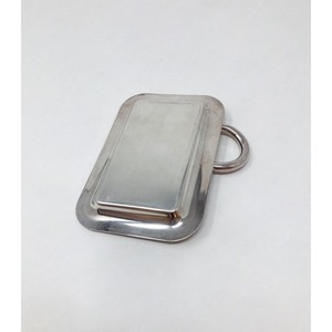 Plateau décoratif rectangulaire en argent de qualité assurée avec poignée en anneau, artisanat moderne en métal, pièce unique - Product Image 5