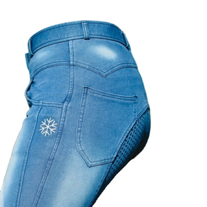Pantalones de Montar a Caballo y Ropa Ecuestre de Mezclilla Elástica en Cuatro Direcciones con Asiento de Silicona, Tendencia 2023, Directo de Fábrica - Product Image 1