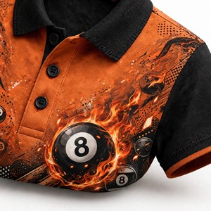 Polo de billard pour homme à séchage rapide, imprimé numériquement avec motif de boules de billard, manches courtes, vêtements de sport décontractés - Product Image 4