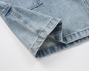 Men's High Waist <b>Denim</b> Bermuda Shorts Solid Color Cotton Casual Style Button Fly Woven <b>Material</b> Pockets Breathable - Product Image 5