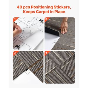 24 Pezzi di Piastrelle Modulari per Moquette 24x24 Pollici, Copertura Morbida Imbottita Senza Cuciture per Pavimenti Commerciali e Camere d'Albergo, 96 Piedi Quadrati/Pezzo, Tappeto Quadrato Riutilizzabile - Product Image 3