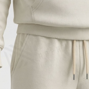 Survêtement unisexe à capuche en coton couleur unie, coupe longue, décontracté, avec cordon de serrage et poches latérales - Product Image 5