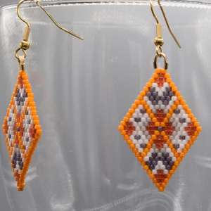 Pendientes geométricos naranjas con cuentas, joyería clásica y elegante, pendientes tribales, accesorios artísticos de moda para mujer, fabricación de joyas - Product Image 3