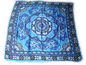 Écharpe longue en satin à motif à carreaux bleu et noir, style vintage, en soie, design personnalisé, pour femmes et filles, décontractée - Product Image 4