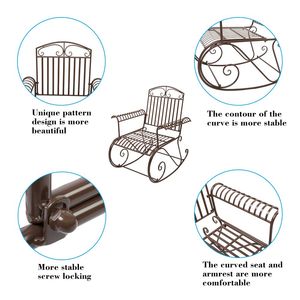 Sedia a dondolo da esterno in ferro battuto per patio, comoda sedia a dondolo per giardino/cortile - Product Image 4