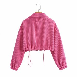 Blouson moto léger en satin rose pour femme grande taille, col montant zippé, coupe courte, manches longues, doublure en peau de mouton, fibre de bambou - Product Image 5