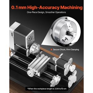 Mini Torno Metálico de 2.76 x 5.12 Pulgadas, 36W de Potencia, 20,000 RPM de Velocidad, Mandril de 3 Mordazas, Aleación de Aluminio - Product Image 4