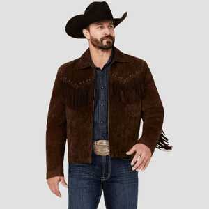 Soft Cowboy Fringe <b>Suede</b> Leather <b>Jacket</b> for Men Warm & Comfortable Western Style Coat Wholesale Manufacturer Supplier - Product Image 5