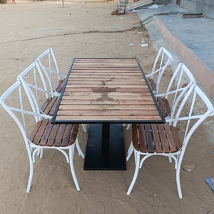 Juego de mesa de comedor con respaldo cruzado, sillas de comedor de seis plazas para Patio exterior, restaurante, cafetería - Product Image 6