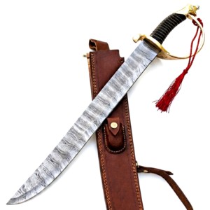 Cuchillo de acero de Damasco hecho a mano de 24 pulgadas, estilo espada real, para camping, de moda, superventas, OEM, barato y de bajo precio. - Product Image 4