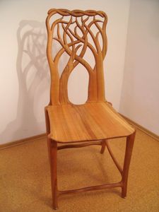 Luxury Handcrafted Solid Wood Dining Chair Artistic <b>Tree</b> <b>Branch</b> Carving Nature Inspired Wood Seat - Product Image 6