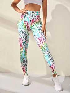 Leggings imprimés taille haute pour femmes, pantalon de yoga sportif extensible, motif léopard, toutes saisons, tricoté en spandex - Product Image 1