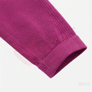 Conjunto de yoga sin costuras para mujer, 2 piezas, top corto con espalda cruzada y cuello redondo, leggings de cintura alta y largo completo - Product Image 6
