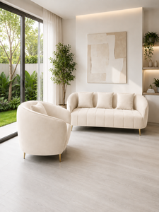 Modern Alexis Ivory Modular Lounge Seating Arrangement with Custom Fabric for Living Room Hotel Hospital Villa - Product Image 2