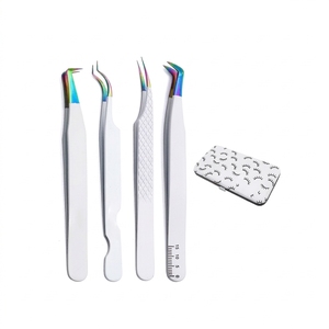 Juego de Pinzas para Extensión de Pestañas Plateadas Personalizadas, Herramientas de Belleza de Precisión con Estuche de Almacenamiento para Aplicaciones Profesionales de Pestañas - Product Image 1