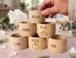 Custom Engraved Eco-Friendly Classic Wooden <b>Napkin</b> Rings with <b>Personalized</b> Name for Table Decor - Product Image 2