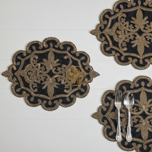 Handmade Embroidered Traditional Anti-Slip Table <b>Placemat</b> Set Luxury Decorative Dining Mats Bulk Supply for Hotels Restaurants - Product Image 2