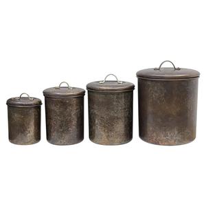Wholesale Antique Bronze Storage Canisters Mottled Metal Kitchen Container <b>Jars</b> for <b>Spices</b> Grains & Coffee Beans - Product Image 1