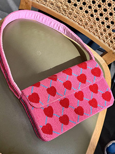 For <b>Heart</b> Stud Geometric Pattern Lady Autumn Single Strap Beaded Shoulder Crossbody Evening Fashion <b>Handbag</b> Custom Size - Product Image 2