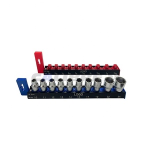 TAIWAN CALIBRE 1/4", 3/8" or 1/2" Dr. Trapezoid Single <b>Rail</b> Aluminum Socket Holder <b>Rack</b> - Product Image 1