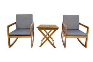 Outdoor Teak Bistro Dining <b>Table</b> Set Wooden <b>Side</b> <b>Table</b> with Cushioned Chairs Patio Garden Furniture - Product Image 1