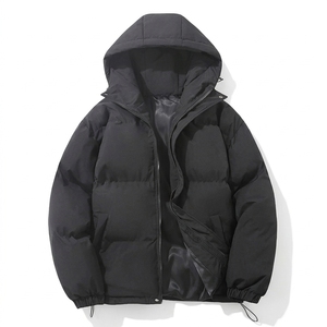OEM Custom Canvas Winter Puffer Jacket with Hood Zipper Closure Quilted <b>Padded</b> <b>Coat</b> for Streetwear Front - Product Image 1
