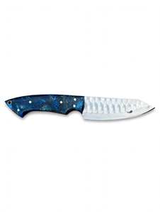 Outil de cuisine artisanal en acier inoxydable avec manche en résine bleue, décoration culinaire - Product Image 1