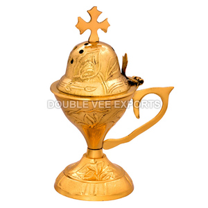 Incensario Católico de Latón con Asa |   Incensario de Mano para Iglesia – DOUBLE VEE EXPORTS - Product Image 2